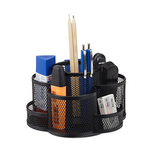 relaxdays Stiftehalter schwarz Metall, lackiert 7 Fächer 17,5 x 16,5 x 11,0 cm