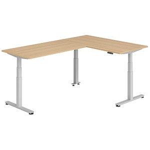 HAMMERBACHER XDSMW1616 elektrisch höhenverstellbarer Schreibtisch eiche rechteckig, T-Fuß-Gestell silber 160,0 x 240,0 cm