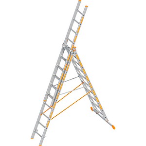 Layher Vielzweckleiter TOPIC 1040 silber 3x 10 Sprossen, H: 720,0 cm