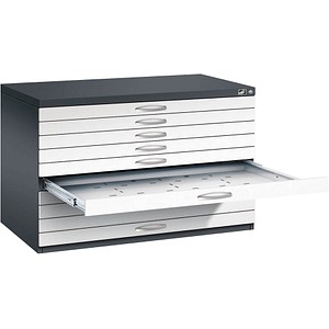 CP 7100 Planschrank schwarzgrau, verkehrsweiß 10 Schubladen 110,0 x 76,5 x 76,0 cm, 1 St.