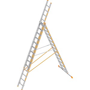 Layher Vielzweckleiter TOPIC 1040 silber 3x 14 Sprossen, H: 975,0 cm