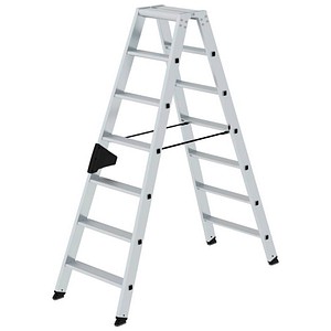 MUNK Stehleiter beidseitig 40214 silber 2x 7 Stufen, H: 161,0 cm