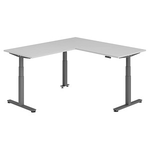 HAMMERBACHER XDSMW1912 elektrisch höhenverstellbarer Schreibtisch lichtgrau rechteckig, T-Fuß-Gestell grau 180,0 x 200,0 cm