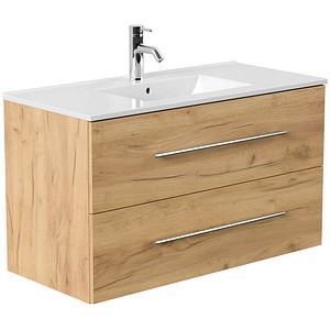 POSSEIK Waschbecken mit Unterschrank HOMELINE 100 eiche gold 101,0 x 47,0 x 57,8 cm