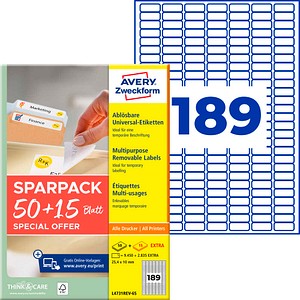 AVERY Zweckform Etiketten weiß 25,4 x 10,0 mm, 65 Blatt