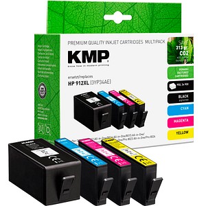 KMP  schwarz, cyan, magenta, gelb Druckerpatronen kompatibel zu HP 912XL (3YP34AE), 4er-Set