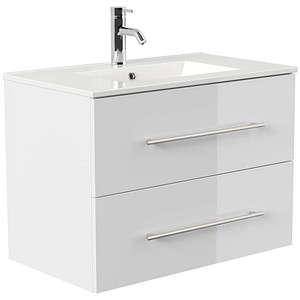 POSSEIK Waschbecken mit Unterschrank HOMELINE 80 weiß glanz 81,0 x 46,0 x 61,0 cm