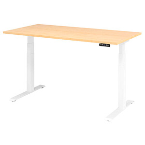 HAMMERBACHER XDKB16 elektrisch höhenverstellbarer Schreibtisch ahorn rechteckig, C-Fuß-Gestell weiß 160,0 x 80,0 cm