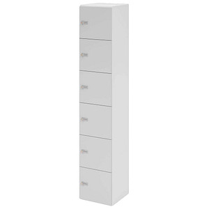 HAMMERBACHER Schließfachschrank weiß, lichtgrau V264L6/W/5/ZS, 6 Schließfächer 40,0 x 42,0 x 215,6 cm