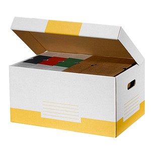 10 Cartonia Archivcontainer weiß/gelb 54,8 x 36,4 x 26,8 cm