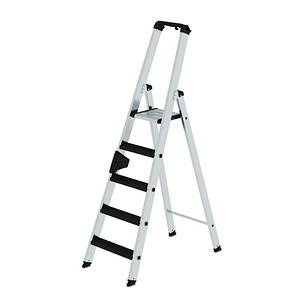 MUNK Stehleiter einseitig 42105 silber 5 Stufen, H: 181,0 cm