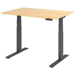 HAMMERBACHER XDKB12 elektrisch höhenverstellbarer Schreibtisch ahorn rechteckig, C-Fuß-Gestell grau 120,0 x 80,0 cm
