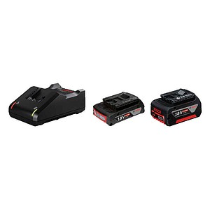 AKTION: BOSCH Professional Werkzeugakku mit Ladegerät Starter Set 18V Li-Ion 1 x 2,0 + 1 x 4,0 Ah mit Prämie nach Registrierung