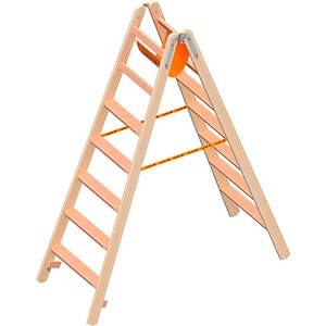 Layher Stehleiter beidseitig 1020 braun 2x 7 Stufen, H: 190,0 cm