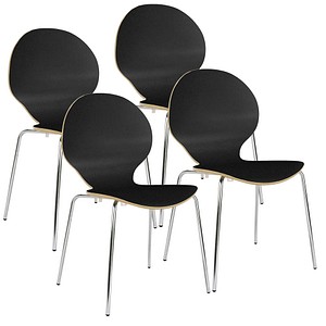 Nowy Styl Schalenstühle Cafe VI schwarz Holz, 4 St.
