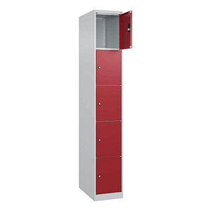 CP Schließfachschrank Classic Plus lichtgrau, rubinrot 080000-105 S10001, 5 Schließfächer 30,0 x 50,0 x 185,0 cm