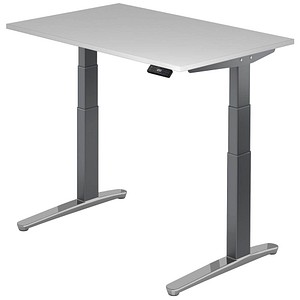 HAMMERBACHER VXBHM12 elektrisch höhenverstellbarer Schreibtisch weiß rechteckig, C-Fuß-Gestell grau 120,0 x 80,0 cm