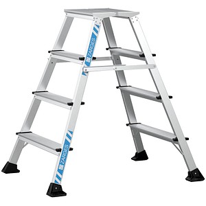 ZARGES Stehleiter beidseitig XLstep P schmal silber 2x 4 Stufen, H: 99,0 cm