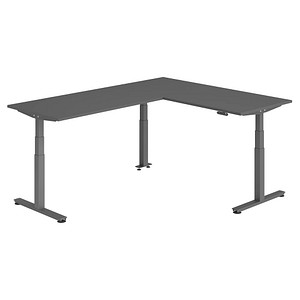 HAMMERBACHER XDSMW1916 elektrisch höhenverstellbarer Schreibtisch grafit rechteckig, T-Fuß-Gestell grau 180,0 x 240,0 cm