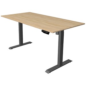 Kerkmann Move 1 elektrisch höhenverstellbarer Schreibtisch eiche hell rechteckig, T-Fuß-Gestell grau 160,0 x 80,0 cm