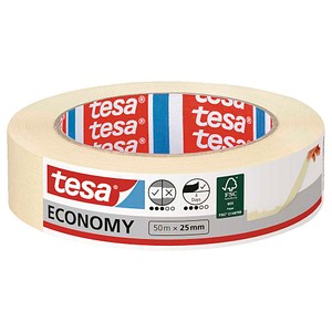 tesa ECONOMY Kreppband beige 25,0 mm x 50,0 m 1 Rolle