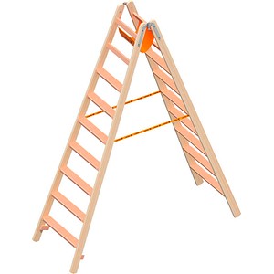 Layher Stehleiter beidseitig 1020 braun 2x 9 Stufen, H: 240,0 cm