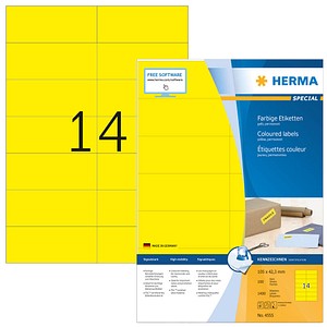 HERMA Etiketten 4555 gelb 105,0 x 42,3 mm, 100 Blatt