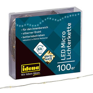 Idena 100er Micro LED Lichterkette silber 10,2 m, 1 St.