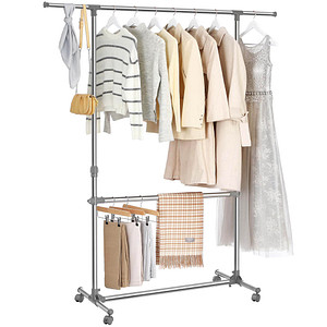 SONGMICS Rollgarderobe LLR401 grau Metall 101,0 - 166,0 x 113,0 - 180,0 cm, 1 St.