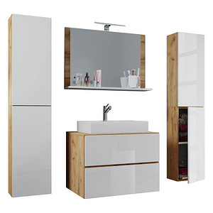 VCM my bath Badmöbel-Set 5-teilig Lendas XL 915301 honig-eiche, weiß 127,0 x 52,0 x 150,0 cm