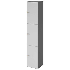 HAMMERBACHER Schließfachschrank grafit, lichtgrau V264L3/G/5/ZS, 3 Schließfächer 40,0 x 42,0 x 215,6 cm