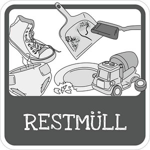 SafetyMarking® Hinweisschild "Mülltrennung Restmüll" quadrat 10,0 x 10,0 cm, 1 St.