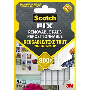 Scotch FIX™ REMOVABLE PADS doppelseitige Klebepads für max. 300,0 g, 11,0 x 15,0 mm, 36 St.