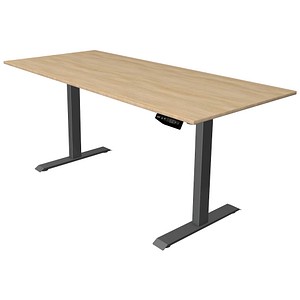 Kerkmann Move 1 elektrisch höhenverstellbarer Schreibtisch eiche hell rechteckig, T-Fuß-Gestell grau 180,0 x 80,0 cm