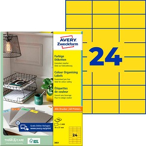 AVERY Zweckform Etiketten 3451 gelb 70,0 x 37,0 mm, 100 Blatt