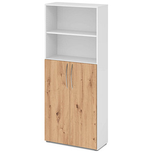 HAMMERBACHER Regalschrank 4770, V4770/W/R/BM weiß, asteiche 80,0 x 34,6 x 188,0 cm, 1 St.