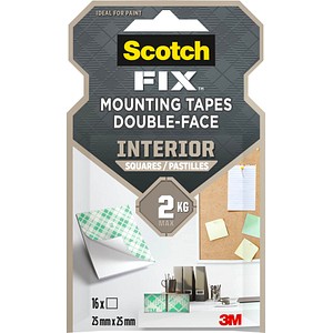 Scotch FIX™ INTERIOR doppelseitige Klebepads für max. 2,0 kg, 25,0 x 25,0 mm, 16 St.