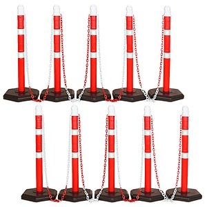 WIHEDÜ Absperrpfosten weiß/rot, 10 St.