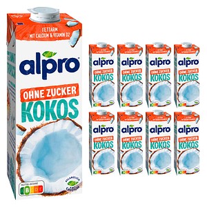 alpro® OHNE ZUCKER Kokosnussdrink 8x 1,0 l