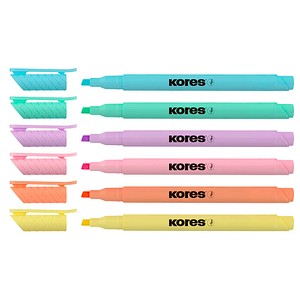 Kores® Highliner Pastell Textmarker farbsortiert, 6 St.