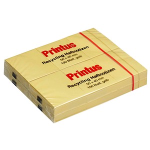 Printus Recycling Haftnotizen gelb, 12 Blöcke
