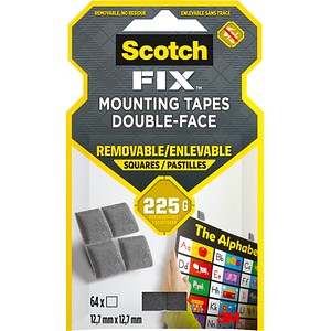 Scotch FIX™ REMOVABLE SQUARES doppelseitige Klebepads für max. 225,0 g, 12,7 x 12,7 mm, 64 St.