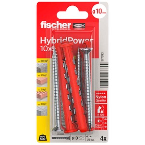 fischer HybridPower 10x90 / 7x87 577393 Dübel- und Schrauben-Set, 8-teilig