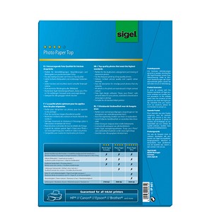 SIGEL Fotopapier IP639 DIN A4 hochglänzend 190 g/qm 50 Blatt SIGEL Fotopapier IP639 DIN A4 hochglänzend 190 g/qm 50 Blatt