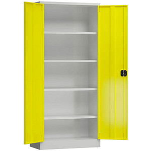 ClassiX Stahlschrank X-530336 zinkgelb, lichtgrau 4 Fachböden 80,0 x 38,0 x 180,0 cm, aufgebaut, 1 St.