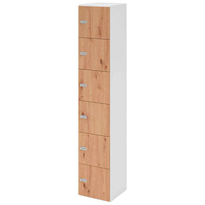 HAMMERBACHER Schließfachschrank weiß, asteiche V264L6/W/R/ZS, 6 Schließfächer 40,0 x 42,0 x 215,6 cm