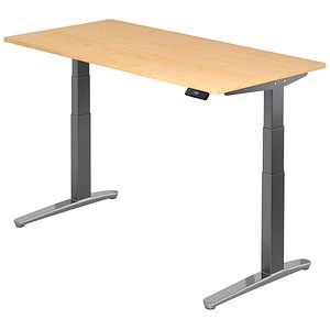 HAMMERBACHER VXBHM16 elektrisch höhenverstellbarer Schreibtisch ahorn rechteckig, C-Fuß-Gestell grau 160,0 x 80,0 cm
