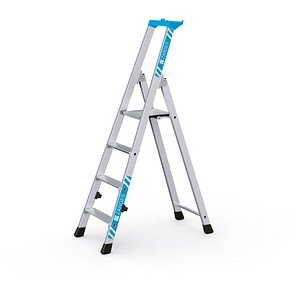 ZARGES Stehleiter einseitig Nova S silber 4 Stufen, H: 157,0 cm