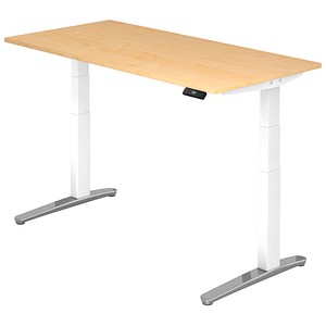 HAMMERBACHER VXBHM16 elektrisch höhenverstellbarer Schreibtisch ahorn rechteckig, C-Fuß-Gestell weiß 160,0 x 80,0 cm