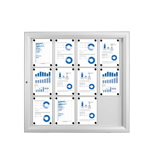 Showdown® Displays Schaukasten T silber 12x DIN A4 102,5 x 4,7 x 106,7 cm, 1 St.